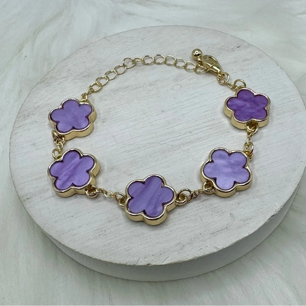 Camille Flower Bracelet in Purple